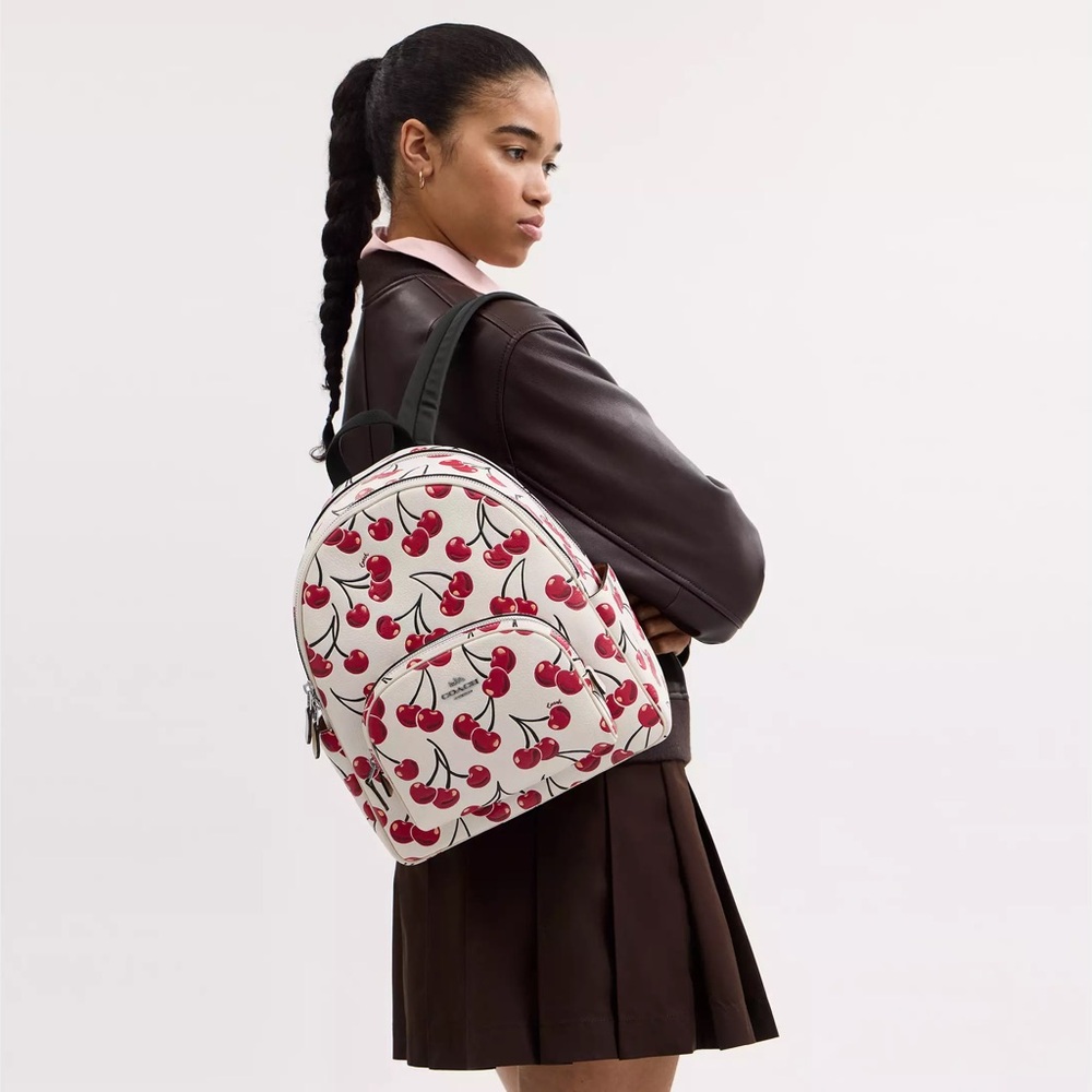 Coach cherry leather Print Women's Backpack